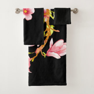 Magnolie Schwarz Badhandtuch Set