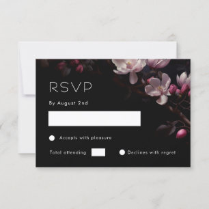Magnolie Schwarz Floral RSVP Karte