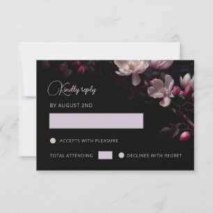 Magnolie Schwarz Floral RSVP Karte