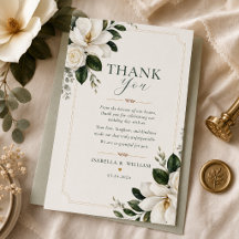 Magnolie Southern Charm Hochzeit Danksagungskarte