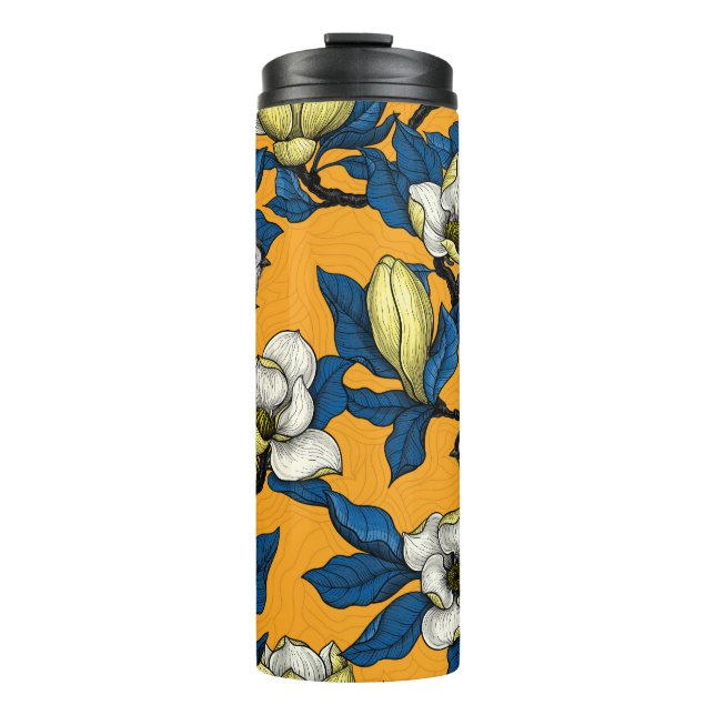 Magnolie und Titmausvogel blühen 3 Thermosbecher (Vorderseite)