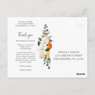 Magnolie-Zitrus-Hochzeit-Dankeschön-Postkarte Postkarte