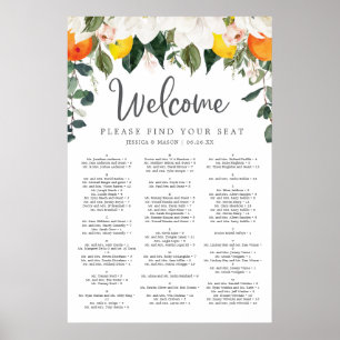 Magnolie-Zitrus-Hochzeit Sitzplan-Schild Poster