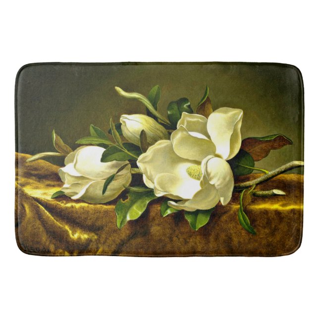 Magnolien auf goldenem Samttuch Badematte (Vorderseite)