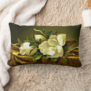 Magnolien auf goldenem Samttuch Lendenkissen