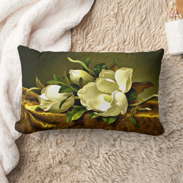Magnolien auf goldenem Samttuch Lendenkissen (Decke)