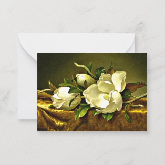 Magnolien auf goldenem Samttuch Mitteilungskarte (Vorderseite)