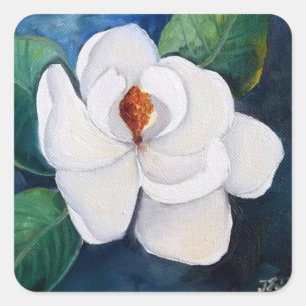 Magnolien-Aufkleber Quadratischer Aufkleber