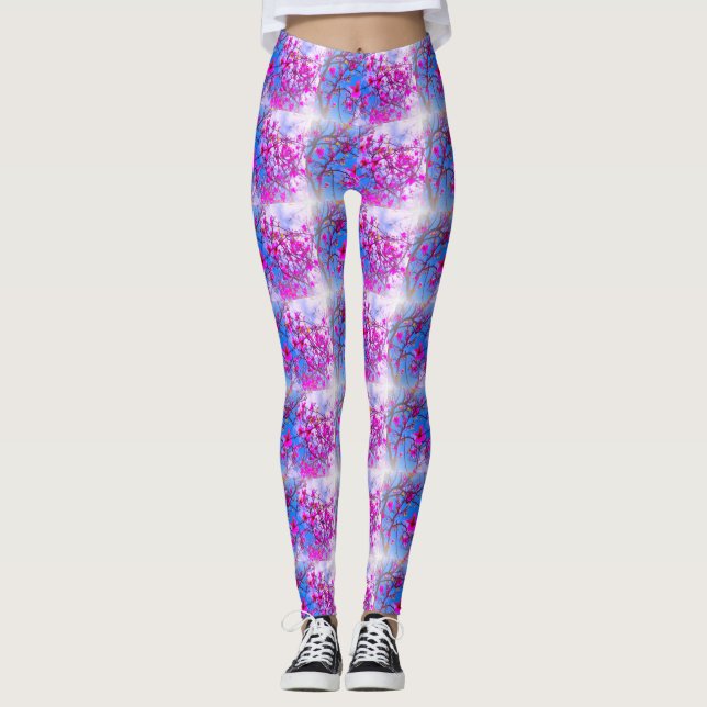 Magnolien-Baum-Muster-Leggings Leggings (Vorderseite)