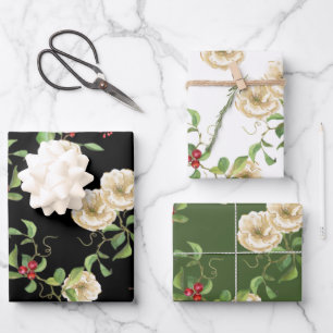 Magnolien, Berries und Foliage Geschenkpapier Set