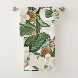 Magnolien-Blume blüht Blätter-Bad-Tuch-Set Badhandtuch Set