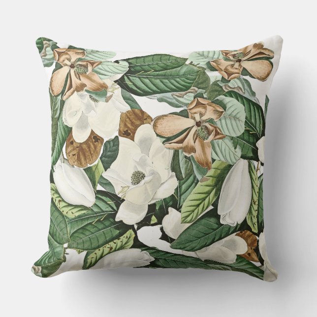 Magnolien-Blumen-BlumenBlätterthrow-Kissen Kissen (Vorderseite)