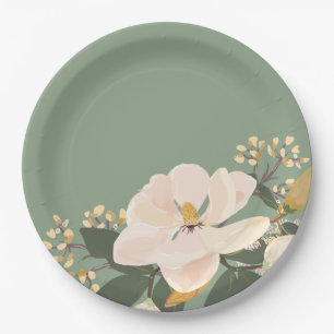 Magnolien-Blumen, Vintages mit Blumen gemalt Pappteller