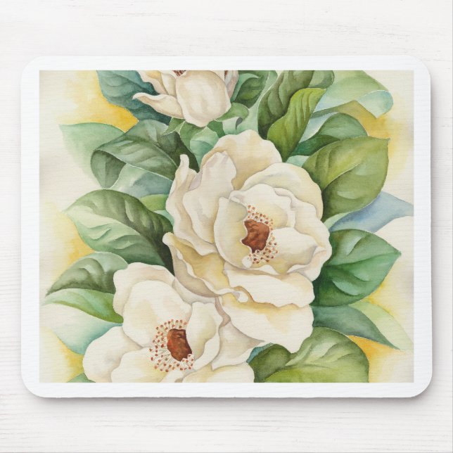 Magnolien-Blumewatercolor-Kunst - multi Mousepad (Vorne)