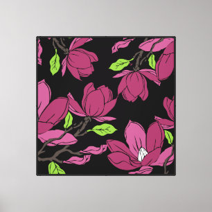 Magnolien-Druck in Rosa, botanisch Leinwanddruck