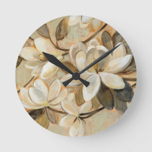 Magnolien-Einfachheits-Creme Runde Wanduhr