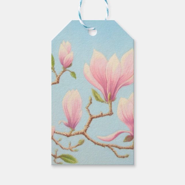 Magnolien in Bloom, Wisley Gardens, Surrey, Pastel Geschenkanhänger (Vorderseite)
