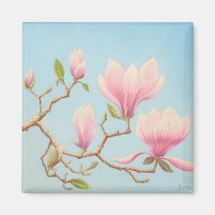 Magnolien in der Blüte, Wisley Gärten im Pastell Magnet