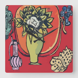 Magnolien in Vase, nach Matisse Quadratische Wanduhr