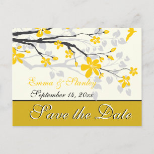 Magnolien mit gelben Blumen Hochzeit Save the Date Ankündigungspostkarte