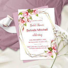 Magnolien mit Imitate Gold Foil Frame Brautparty Einladung