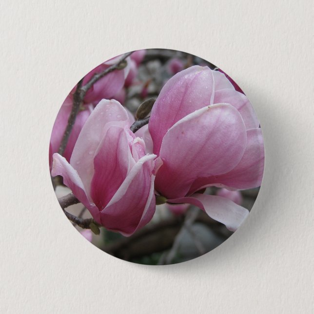 Magnolien-runder Knopf Button (Vorderseite)
