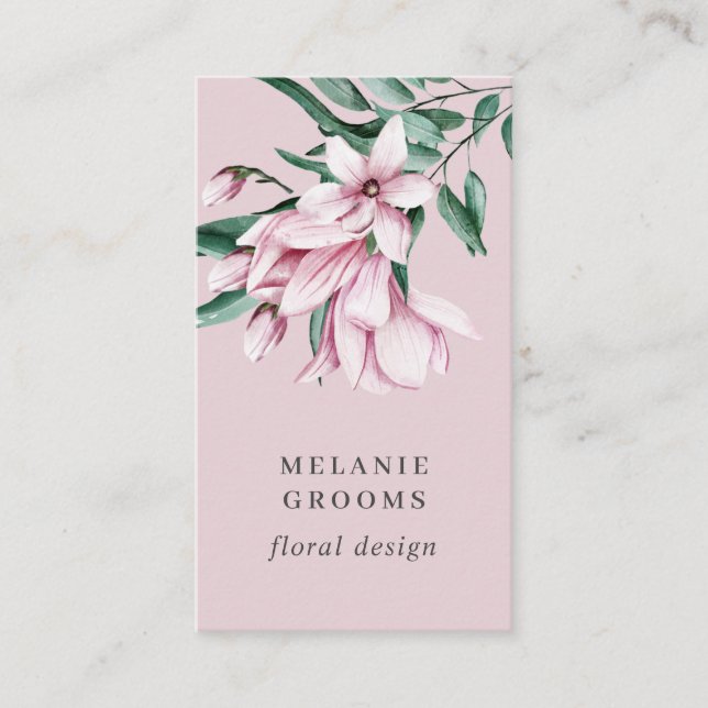 Magnolien und Eukalyptus Floral Botanisch Visitenkarte (Vorderseite)