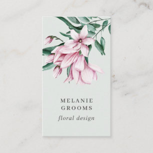 Magnolien und Eukalyptus grau, botanisch floral Visitenkarte