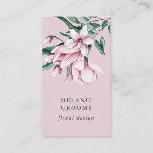 Magnolien und Eukalyptus Pink Botanisch-floral Visitenkarte