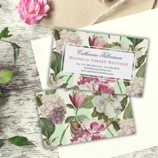 Magnolien und Hydrangeas, Vintager Blumengarten Visitenkarte