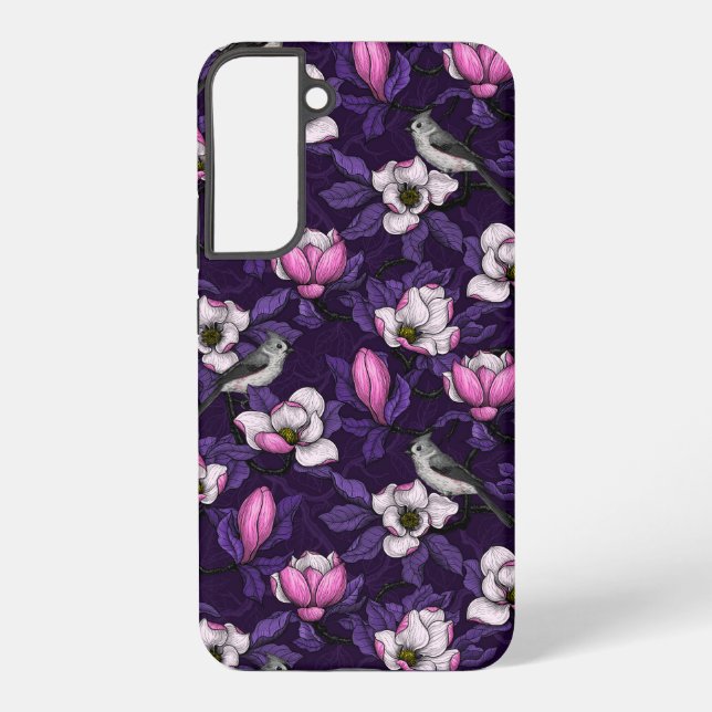 Magnolien und Titmausvogel blühen 4 Samsung Galaxy Hülle (Rückseite)