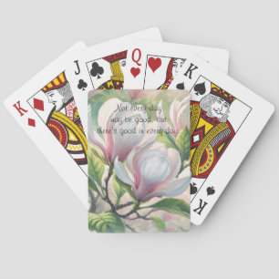 Magnolienblumen & Zitat Spielkarten