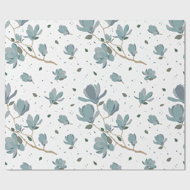 Magnolienblütenmuster Geschenkpapier (Flach)