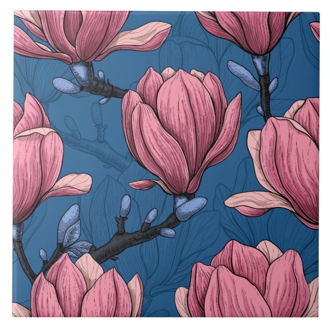 Magnoliengarten Fliese (Vorderseite)
