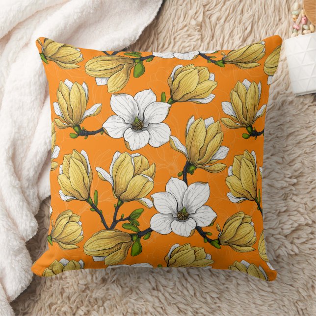 Magnoliengarten in Gelb Kissen (Decke)