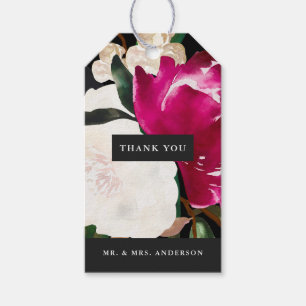 Magnolienmalerei auf Schwarz Hochzeit Danke Geschenkanhänger