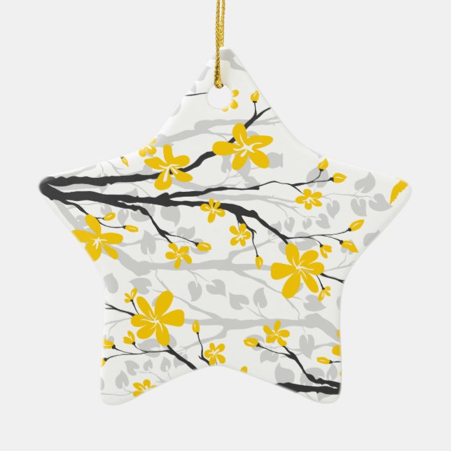Magnolienzweig und Blume Keramikornament (Vorne)