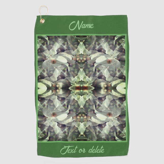 Magnolische Blume Blüten Abstrakt Personalisiert Golfhandtuch (Vorderseite)