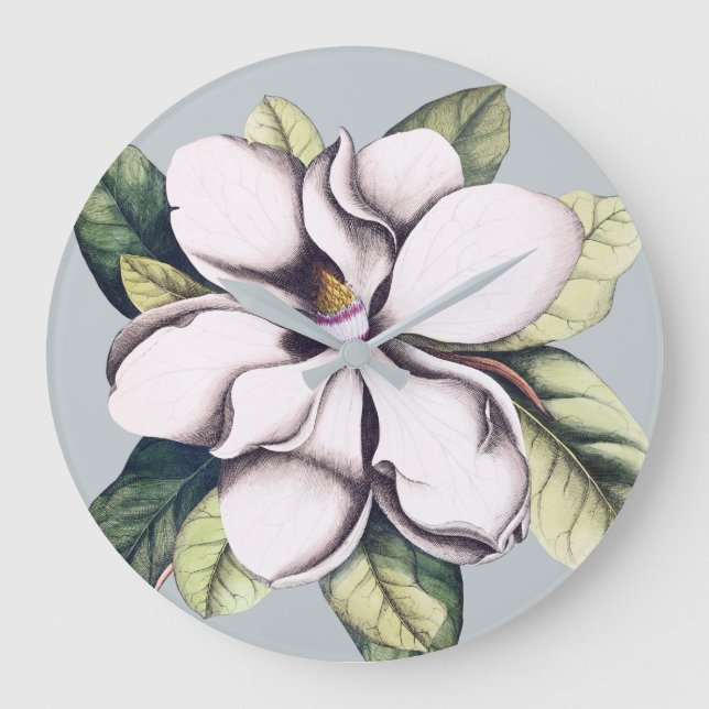 Magnolische Blume Große Wanduhr (Vorderseite)