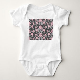 Magnolische Blume, handgezeichnet nahtloses Muster Baby Strampler