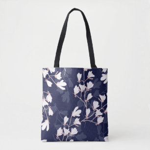 Magnolische Blume nahtloses Muster mit weißer Blum Tasche