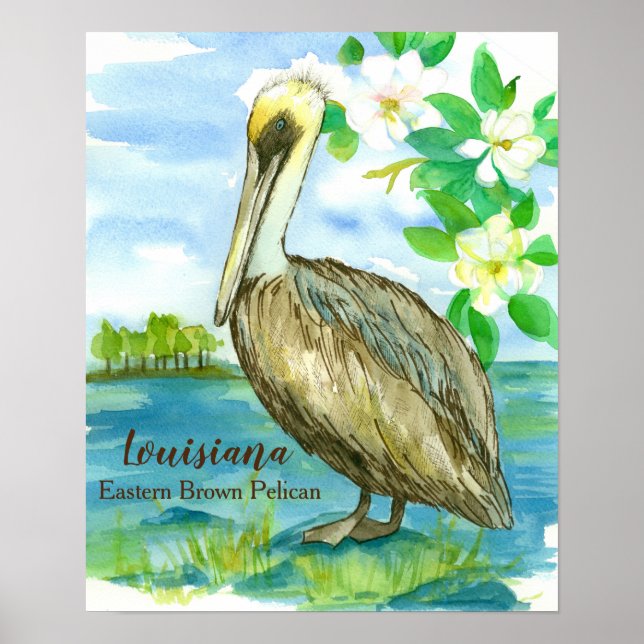 Magnolische Blume Ostbrauner Pelikan Poster (Vorne)