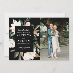 Magnolische Blumenkarte Save the Date Foto