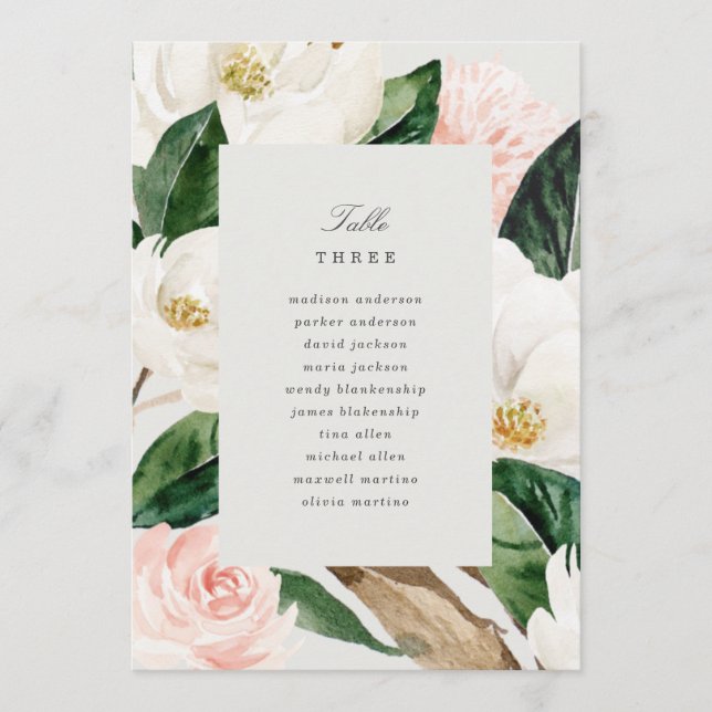 Magnolische Tischnummer mit Sitzgelegenheit (Vorderseite)