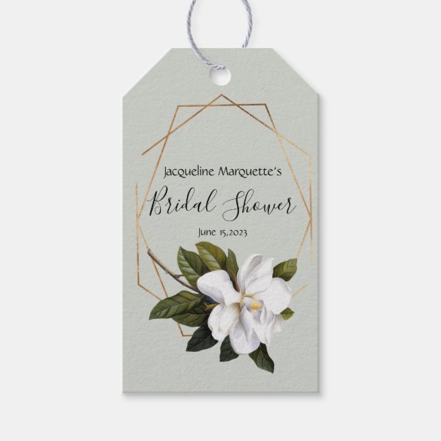 Magnolisches Brautparty mit Gold und Sage Geschenkanhänger (Vorderseite)