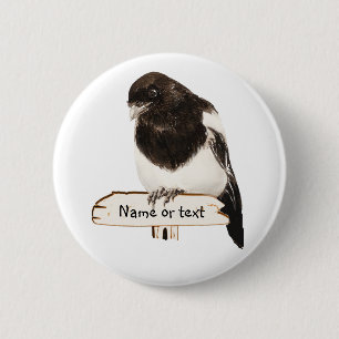 Magpie Bird mit Individuelle Name oder Text Button