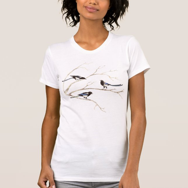 Magpie Bird, Nature, Wildlife, Ladys T Shirt (Vorderseite)