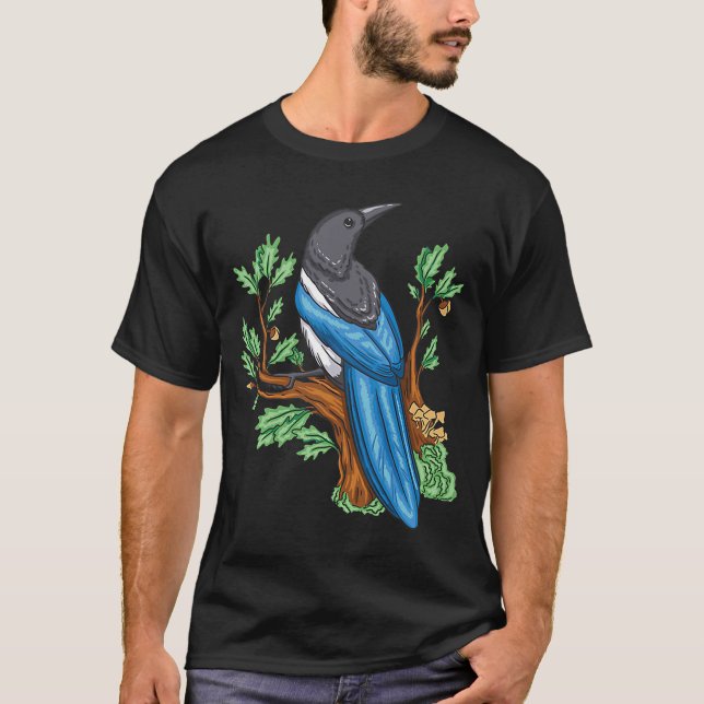 Magpie Bird Vogelbeobachter Bird sieht Niedlich Bi T-Shirt (Vorderseite)