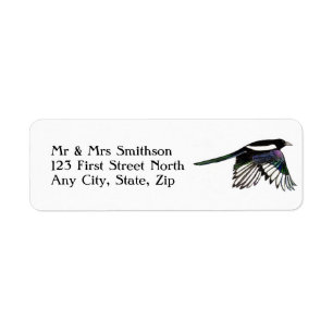 Magpie en vol Oiseau Nature Étiquette de adresse d