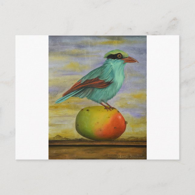 Magpie on a Mango Postkarte (Vorderseite)